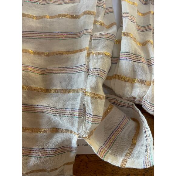 NWT Womens A Loves A Cream Metallic Striped Long Sleeve Mock Neck Blouse M - Picture 7 of 10